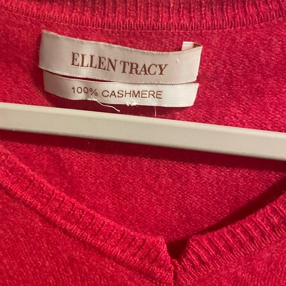 Ellen Tracy cashmere sweater red v-neck pullover size Small - Picture 4 of 8